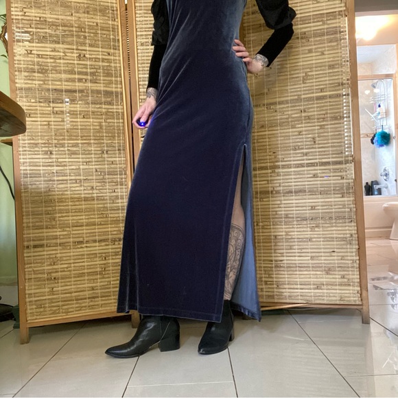 90’s blue stretch velvet Rampage dress. Size M. - Picture 7 of 9